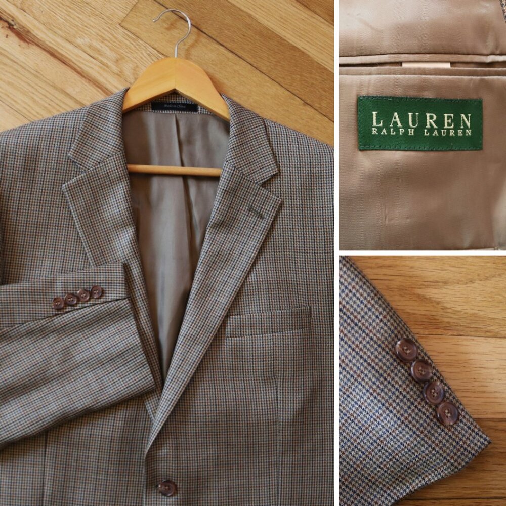 Lauren Ralph Lauren Brown Plaid Sport Coat Blazer